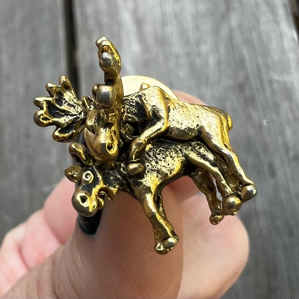 Vintage Ballou Reg'd Tiny Moose Pin Mating Moose Naughty Moose RARE Humping
